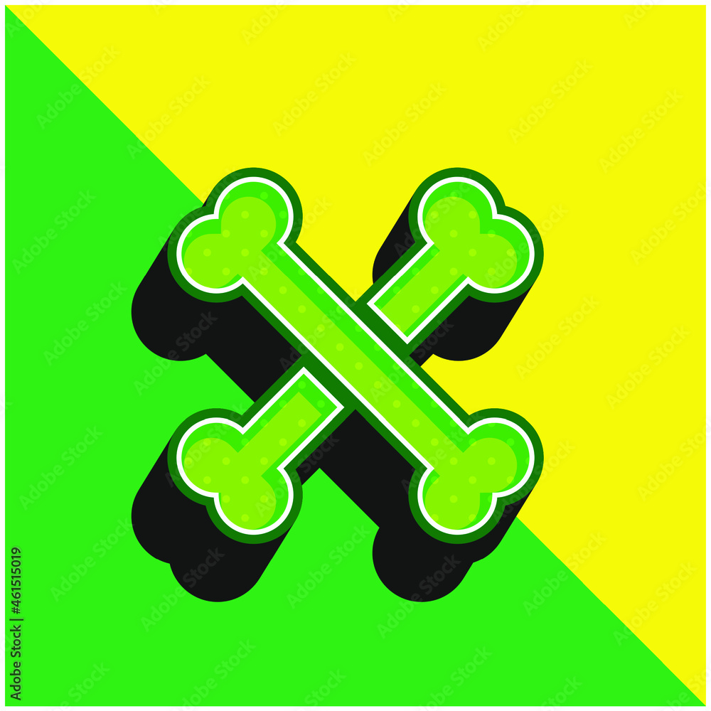 Bones Green and yellow modern 3d vector icon logo Bones Green and yellow modern 3d vector icon logo