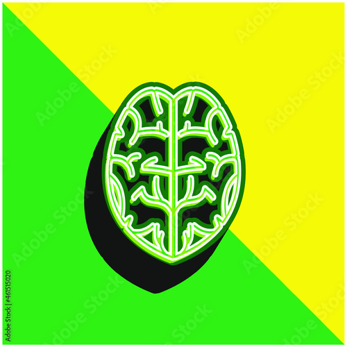 Brain Green and yellow modern 3d vector icon logo