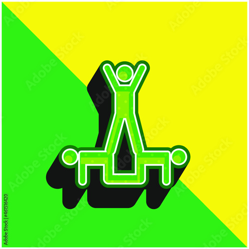 Acrobatics Acrobats Group Silhouette Green and yellow modern 3d vector icon logo