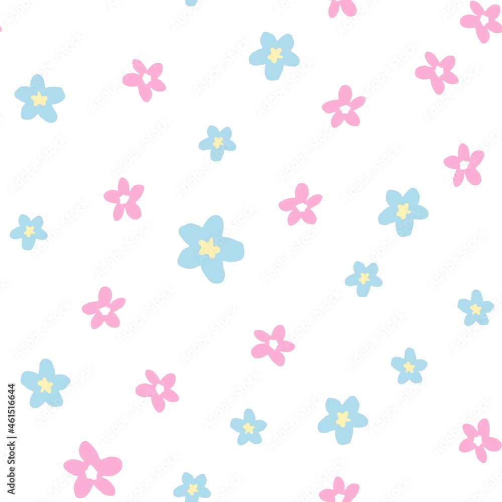 Cute Flowers background print for textile. The drawn small flowers for the fabric. Design pattern seamless. Vector Cute Flowers background print for textile. The drawn small flowers for the fabric. Design pattern seamless. Vector