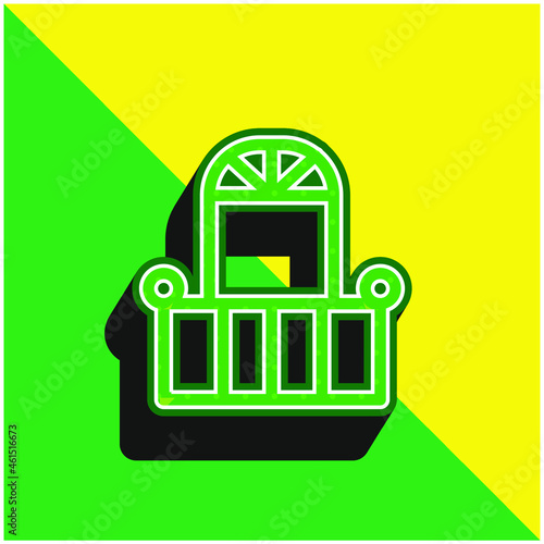 Balcony And Door Green and yellow modern 3d vector icon logo