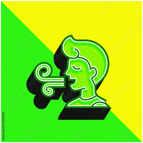 Bad Breath Green and yellow modern 3d vector icon logo