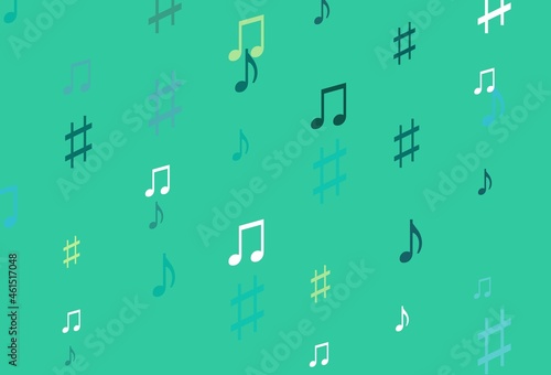 Light Green, Yellow vector pattern with music elements.