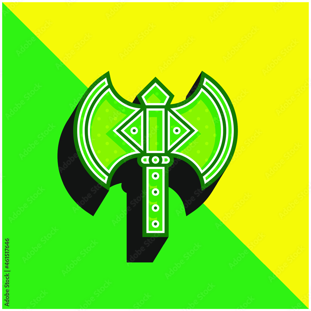 Axe Green and yellow modern 3d vector icon logo Axe Green and yellow modern 3d vector icon logo