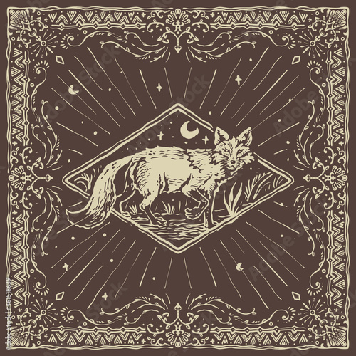 The red fox vintage pattern bandana
