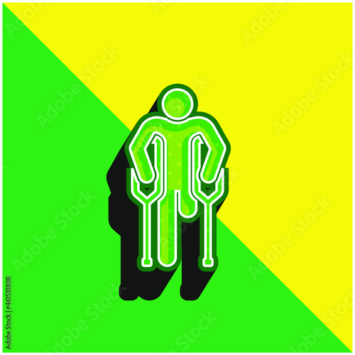 Amputee Green and yellow modern 3d vector icon logo