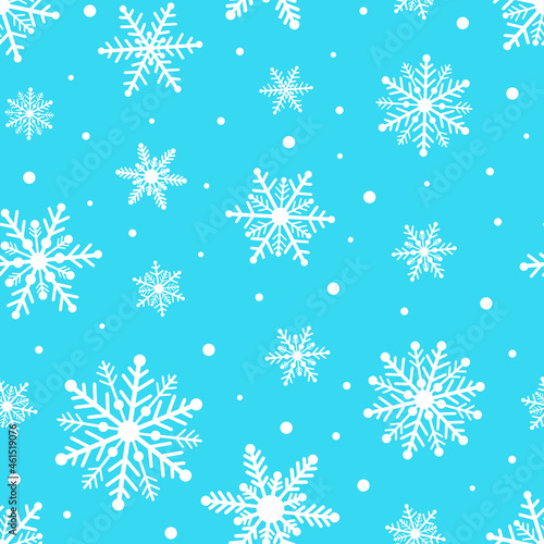 Seamless pattern snowflakes blue vector illustration