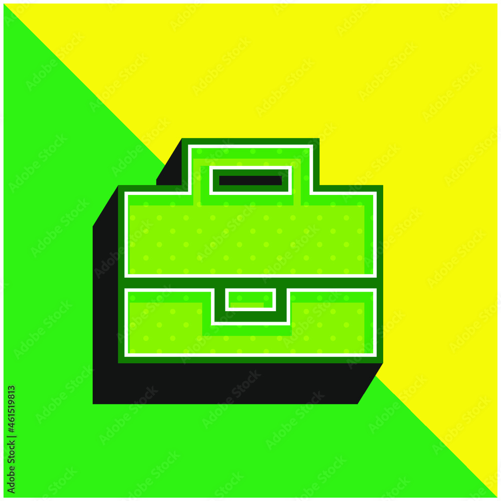 Black Briefcase Green and yellow modern 3d vector icon logo