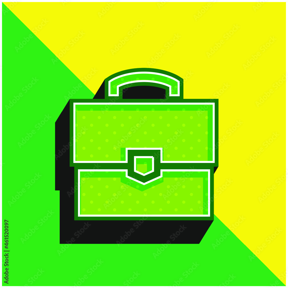 Briefcase Green and yellow modern 3d vector icon logo Briefcase Green and yellow modern 3d vector icon logo