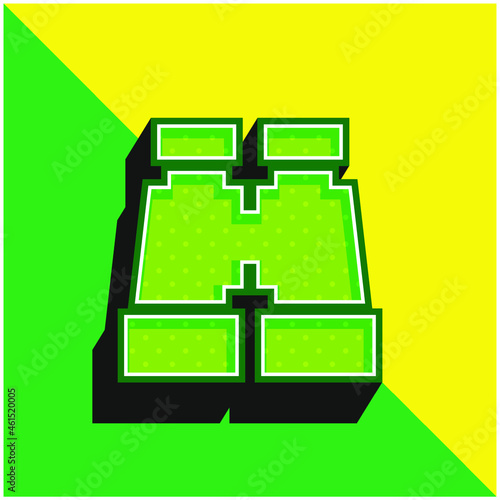 Binoculars Green and yellow modern 3d vector icon logo
