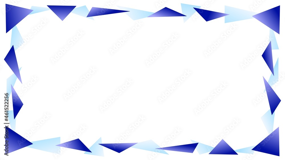 青色と水色の三角形を重ねた幾何学フレーム
