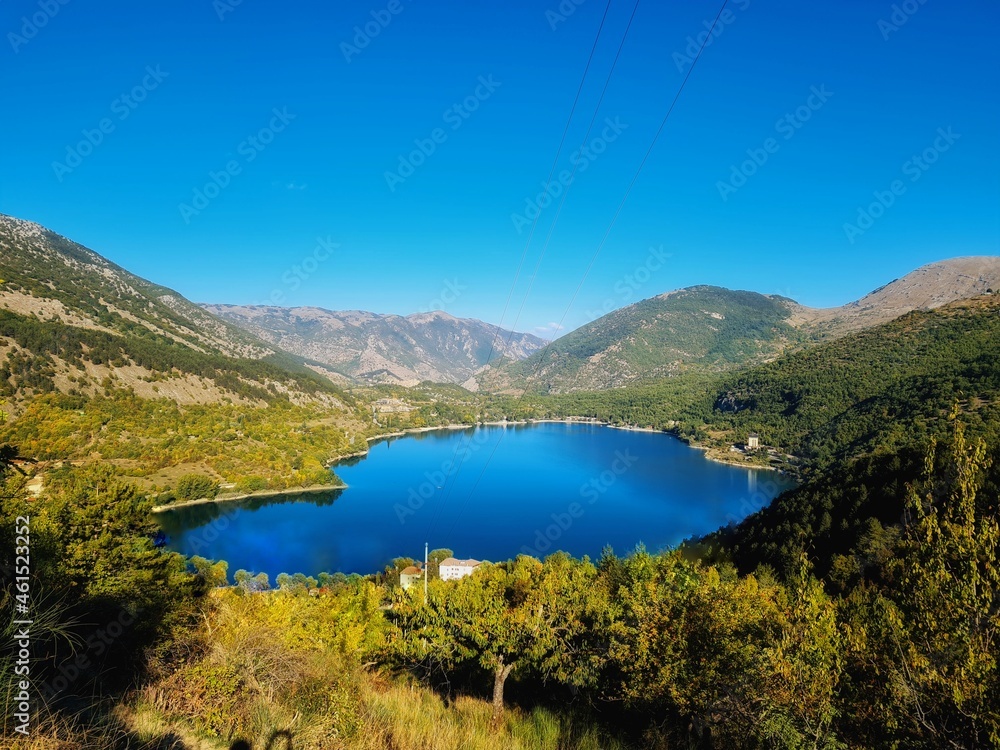shot from the top of the heart-shaped lake, Scanno Abruzzo
