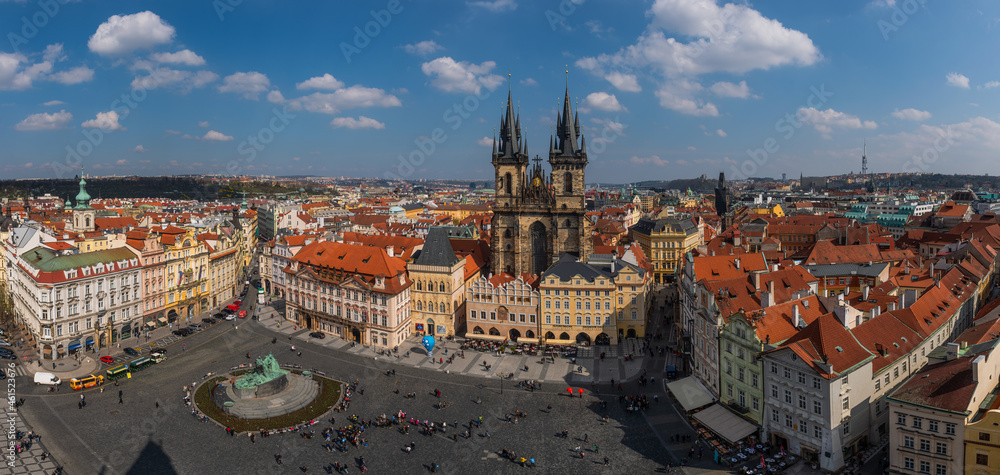 Bird's eye view of the Old Town Square in the Czech capital Prague