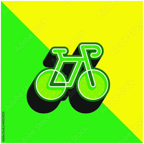 Bike Green and yellow modern 3d vector icon logo