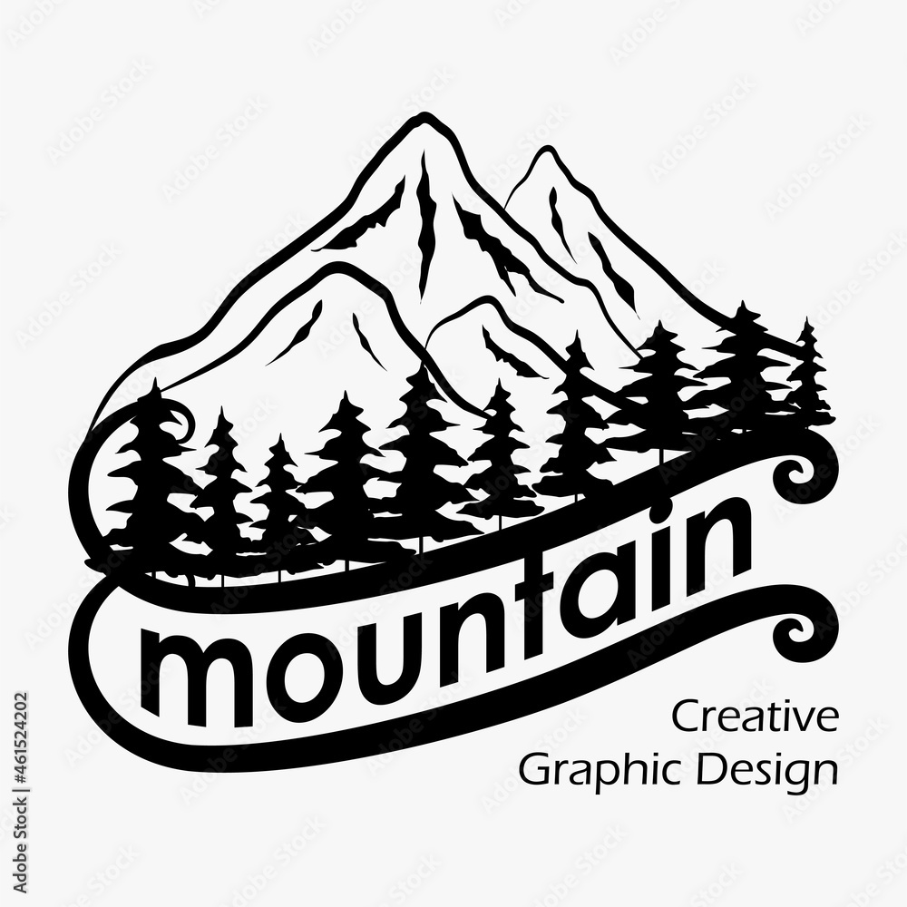 Vintage Logos Black And White Mountain And Fir Tree Illustration vintage-logos-black-and-white-mountain-and-fir-tree-illustration