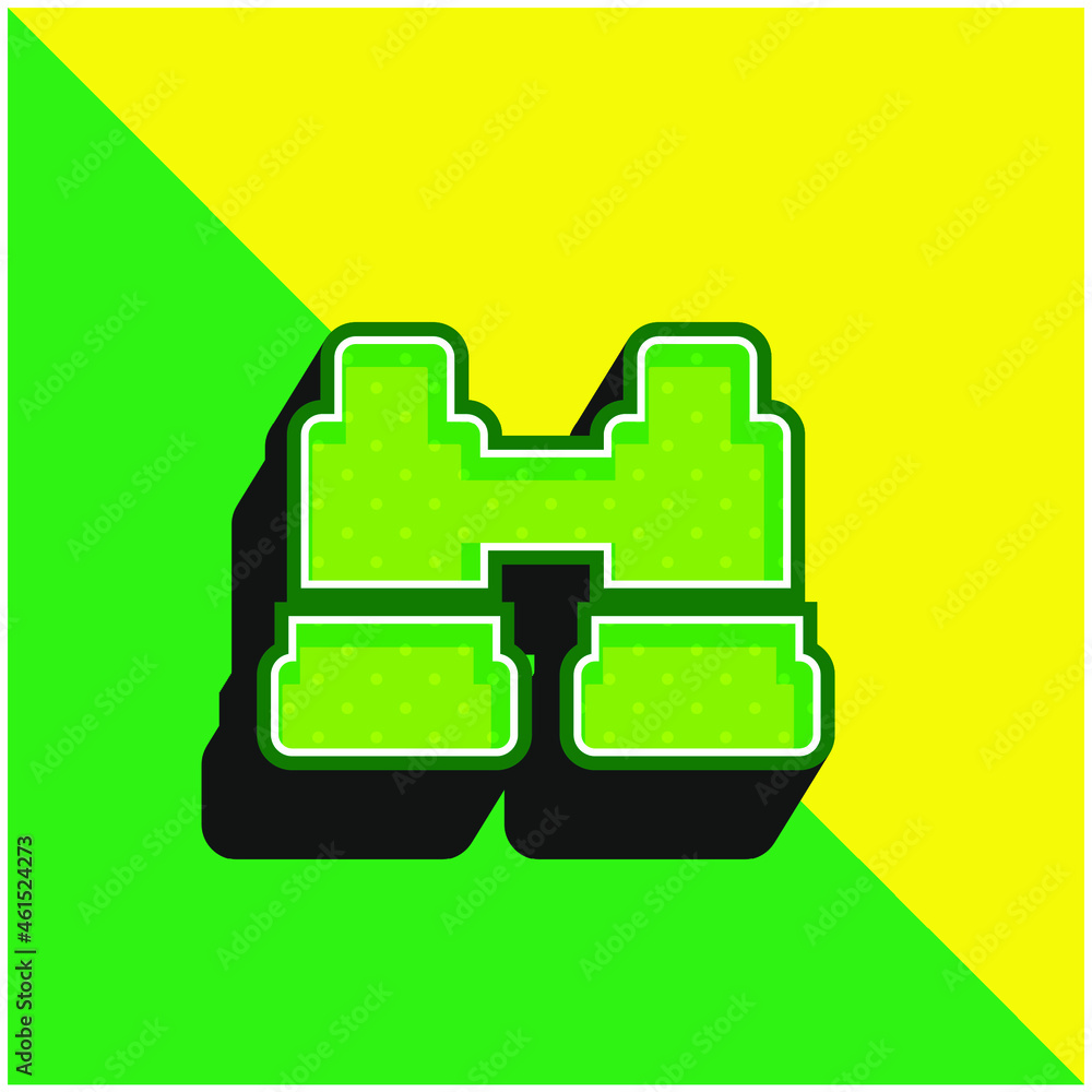Binoculars Green and yellow modern 3d vector icon logo Binoculars Green and yellow modern 3d vector icon logo