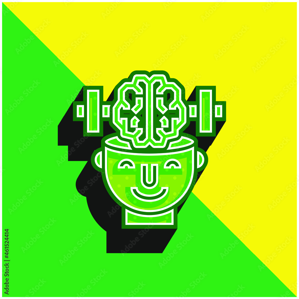 Brain Green and yellow modern 3d vector icon logo Brain Green and yellow modern 3d vector icon logo