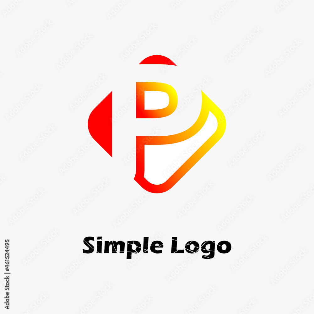 red and yellow icon in rhombus, letter p. Abstract business logo icon design template red and yellow icon in rhombus, letter p. Abstract business logo icon design template