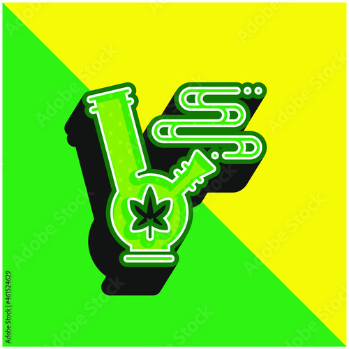 Bong Green and yellow modern 3d vector icon logo