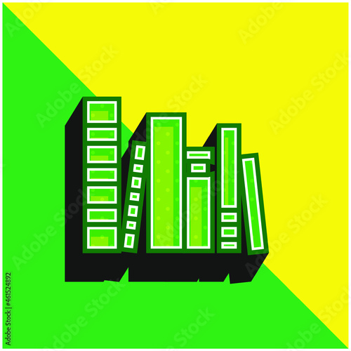 Books Group Green and yellow modern 3d vector icon logo