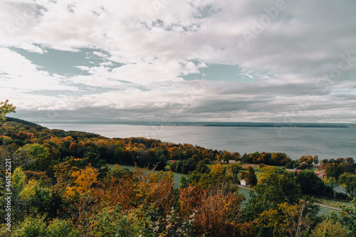 landscape in autumn with a huge lake