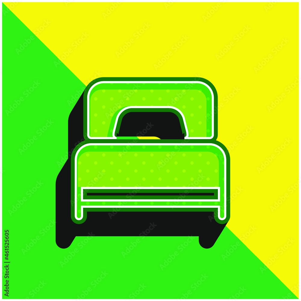 Bed Green and yellow modern 3d vector icon logo
