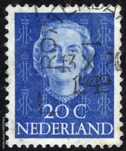 Postage stamps of the Holland. Stamp printed in the Holland. Stamp printed by Holland. © Saim
