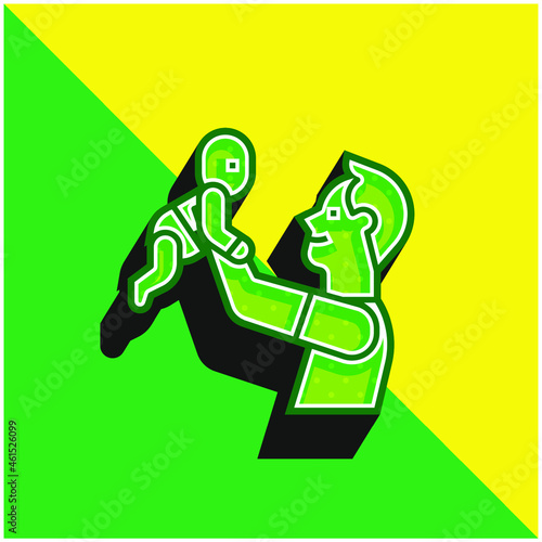 Baby Green and yellow modern 3d vector icon logo