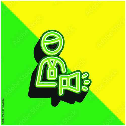Advertising Agency Account Executive Green and yellow modern 3d vector icon logo