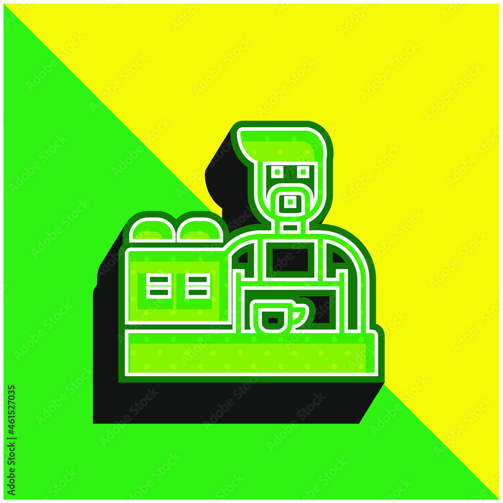 Barista Green and yellow modern 3d vector icon logo Barista Green and yellow modern 3d vector icon logo