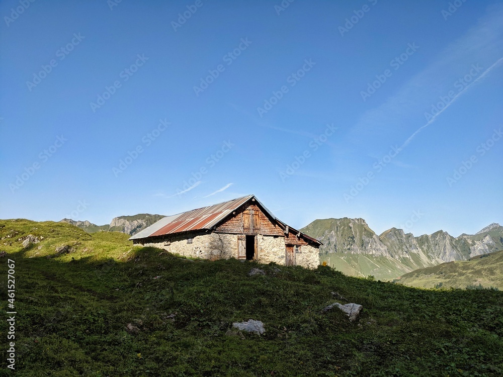 beautiful alp in the canton of glarus above lake kloental. outdoor activity. mountaineering silbern im cantin uri.