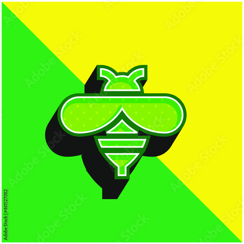 Bee Green and yellow modern 3d vector icon logo
