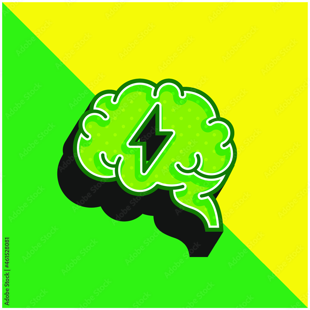 Brain Green and yellow modern 3d vector icon logo Brain Green and yellow modern 3d vector icon logo