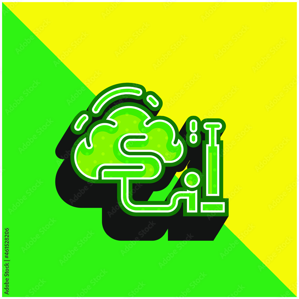Brain Green and yellow modern 3d vector icon logo Brain Green and yellow modern 3d vector icon logo