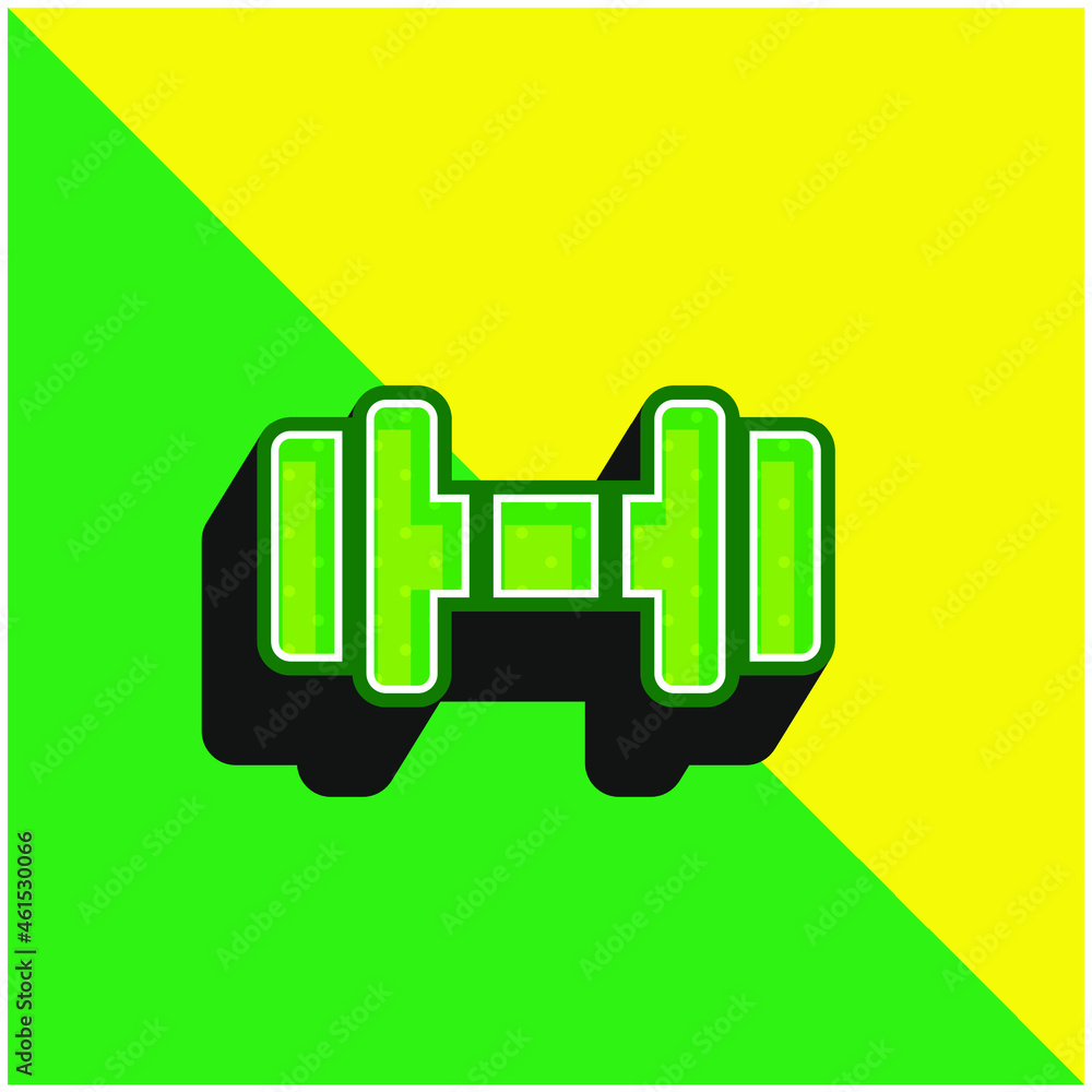 Barbell Green and yellow modern 3d vector icon logo Barbell Green and yellow modern 3d vector icon logo