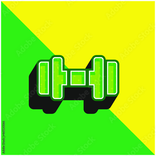 Barbell Green and yellow modern 3d vector icon logo