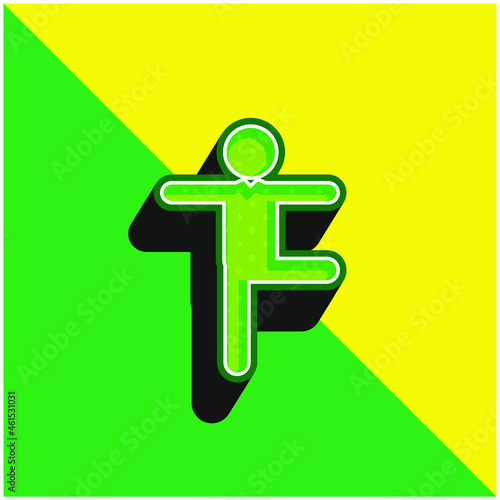 Balance Man Posture Green and yellow modern 3d vector icon logo