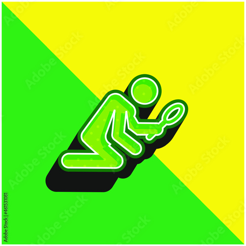 Archeologist Green and yellow modern 3d vector icon logo
