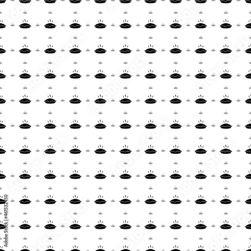 Square seamless background pattern from geometric shapes are different sizes and opacity. The pattern is evenly filled with big black hot pie symbols. Vector illustration on white background