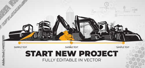 Excavator and backhoes tractor, construction machinery
