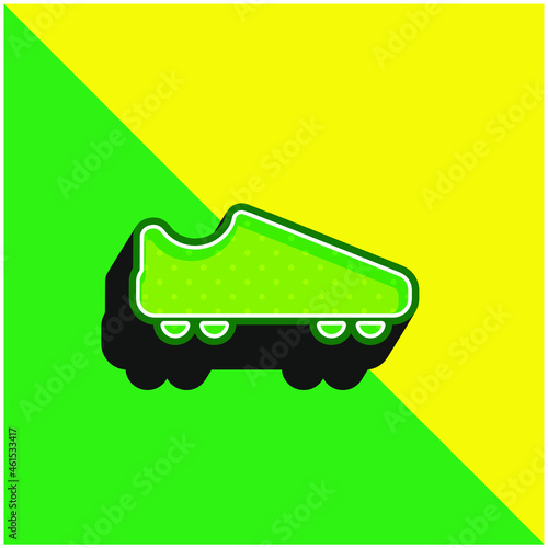American Football Black Shoe Green and yellow modern 3d vector icon logo