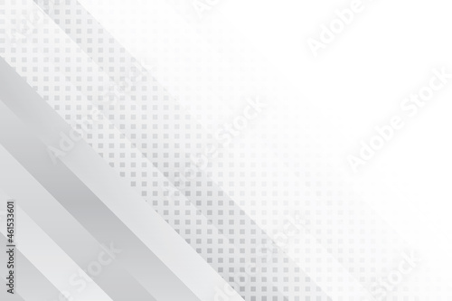 Abstract white and gray color, modern design background with geometric shape and halftone effect. Vector illustration.
