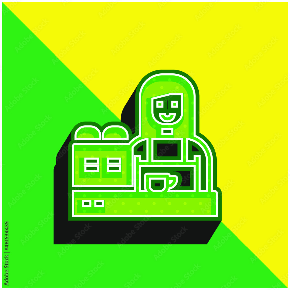 Barista Green and yellow modern 3d vector icon logo Barista Green and yellow modern 3d vector icon logo