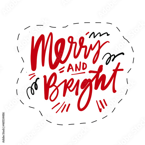 Christmas sticker. Hand lettering for your design