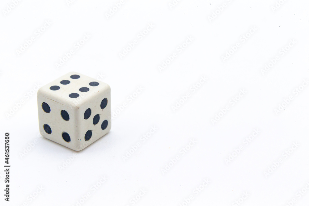 White dice with black dots on white background. White dice with black dots on white background.