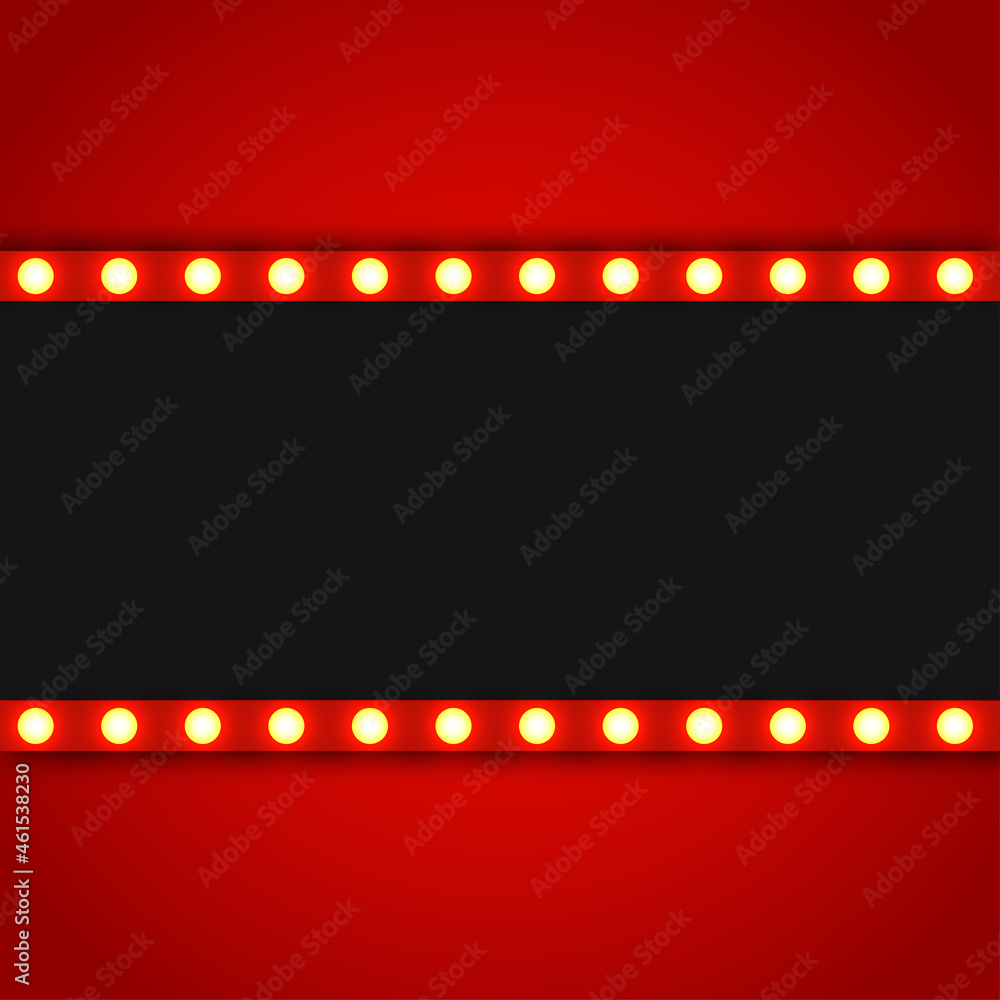 christmas banner bright glowing lights red background greeting invitation