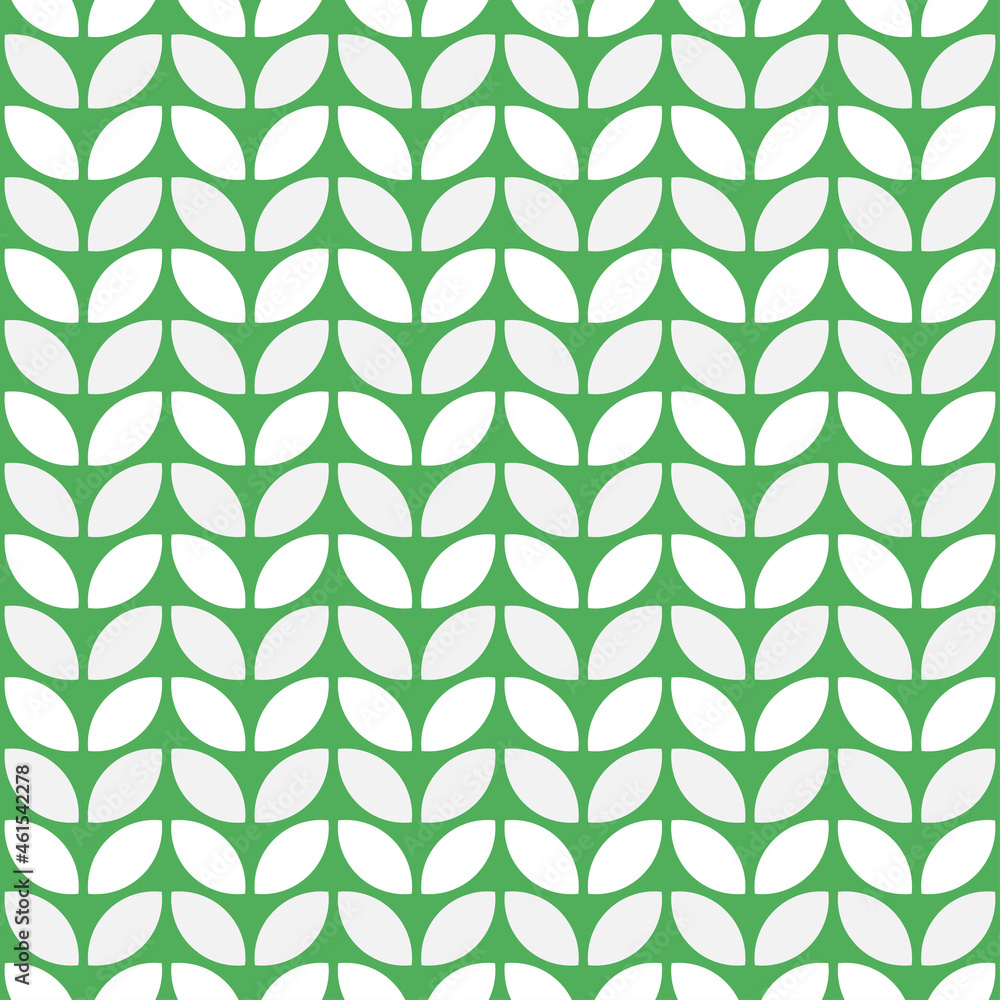 Fototapeta premium Green geometric seamless pattern. Seamless pattern with abstract leaves or flower petals.