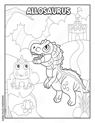 Fototapeta Naklejka Na Ścianę i Meble -  Dinosaur Coloring Book Pages for Kids. Coloring book for children. Dinosaurs.