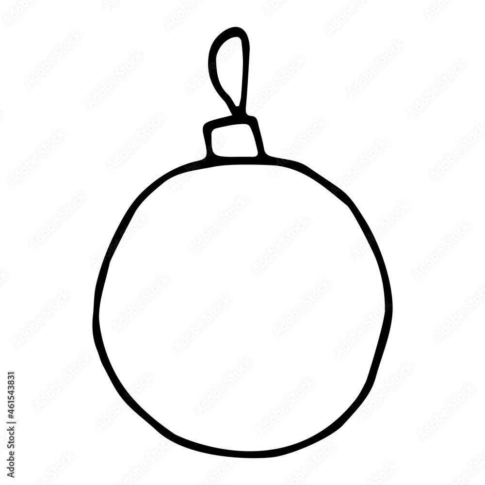 White christmas tree toy in doodle style. Simple vector illustration of christmas ball. Hand drawn doodle christmas decoration. White christmas tree toy in doodle style. Simple vector illustration of christmas ball. Hand drawn doodle christmas decoration.