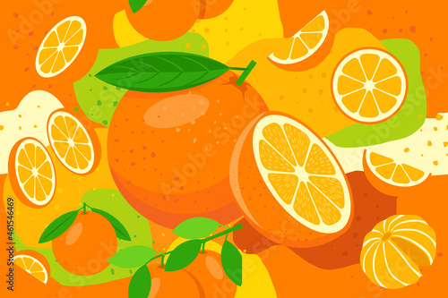 Orange fruit elements seamless pattern abstract vector design background for packaging design